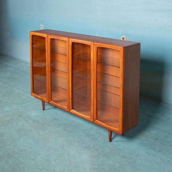 Image 1 of Vintage Deens design vitrine wandkast teak, glass highboard