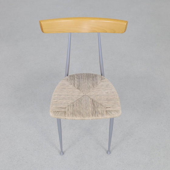 Image 1 of 4X Eetkamerstoelen Metaal Hout Riet