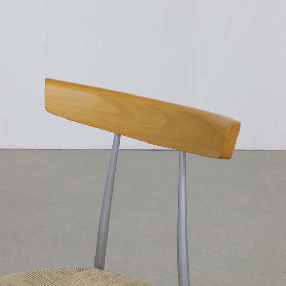 Image 1 of 4X Eetkamerstoelen Metaal Hout Riet