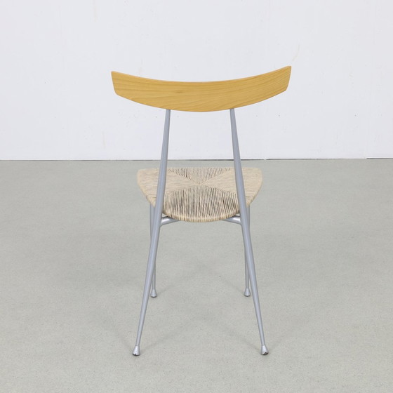 Image 1 of 4X Eetkamerstoelen Metaal Hout Riet