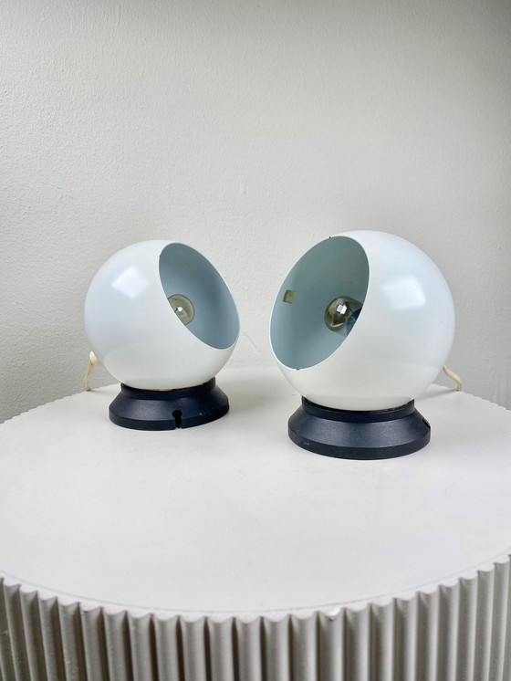 Image 1 of Deense Abo Randers Magnetische & Verstelbare Tafel / Wand Globe Lamp In Wit - 1970S Scandinavisch Ontwerp