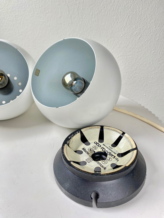 Image 1 of Deense Abo Randers Magnetische & Verstelbare Tafel / Wand Globe Lamp In Wit - 1970S Scandinavisch Ontwerp