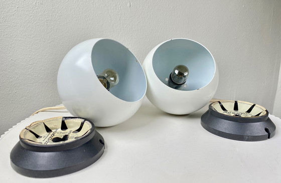 Image 1 of Deense Abo Randers Magnetische & Verstelbare Tafel / Wand Globe Lamp In Wit - 1970S Scandinavisch Ontwerp