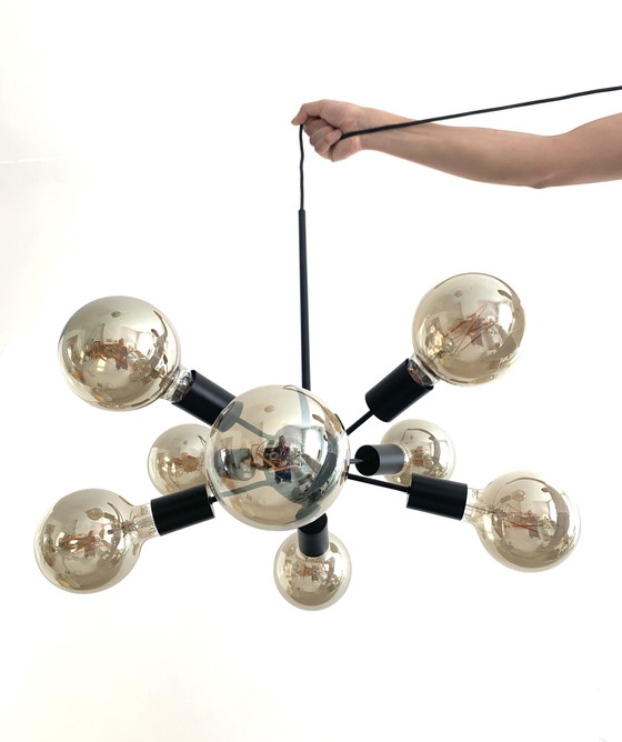 Image 1 of Design 8 Armige hanglamp zwart 8-bollen  - Sputnik