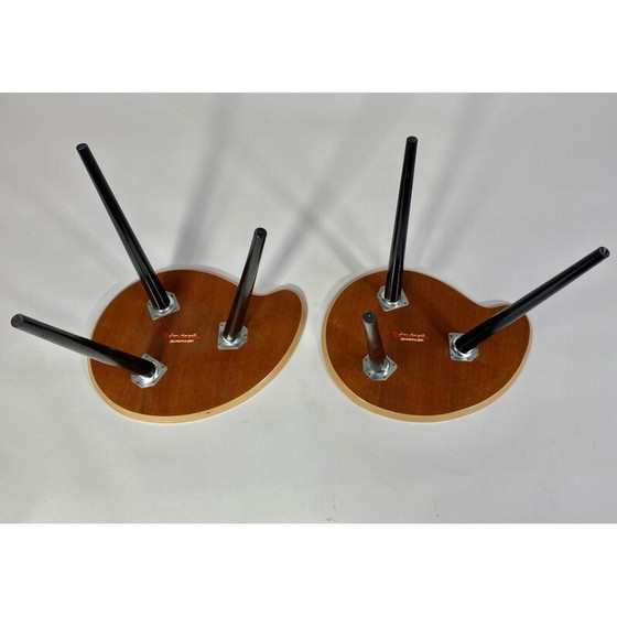 Image 1 of Paar vintage salontafels bonenhout met patroon