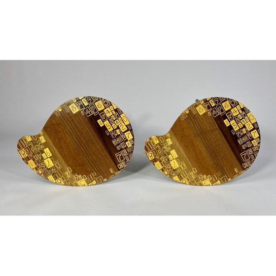 Image 1 of Paar vintage salontafels bonenhout met patroon