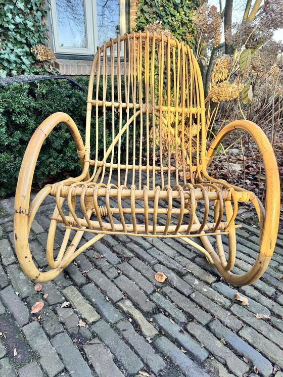 Image 1 of Prachtige Vintage Rotan Schommelstoel