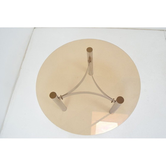 Image 1 of Vintage chromen salontafel in glas, Tsjecho-Slowakije 1980