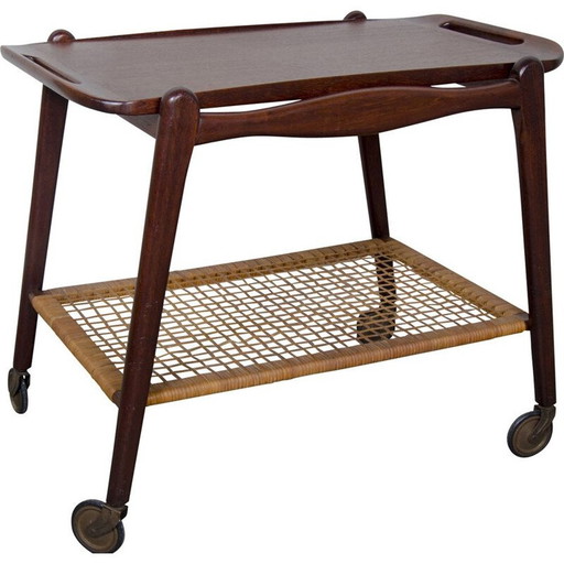  Vintage teakhouten trolley van Johannes Andersen voor Silkeborg, jaren 1960