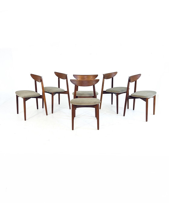 Image 1 of 6X Gerestaureerde Harry Østergaard Eetkamerstoelen ‘60