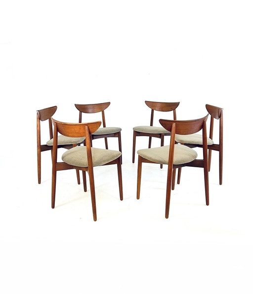 6X Gerestaureerde Harry Østergaard Eetkamerstoelen ‘60