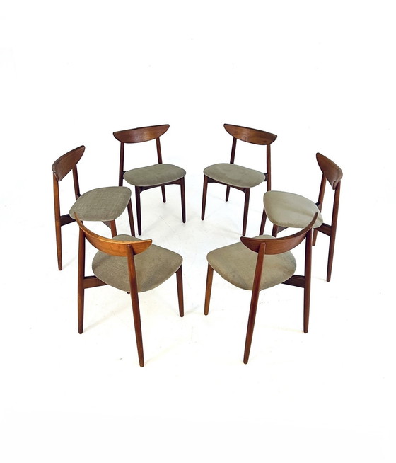Image 1 of 6X Gerestaureerde Harry Østergaard Eetkamerstoelen ‘60