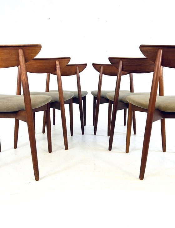 Image 1 of 6X Gerestaureerde Harry Østergaard Eetkamerstoelen ‘60