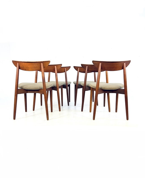 6X Gerestaureerde Harry Østergaard Eetkamerstoelen ‘60