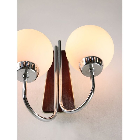 Image 1 of Vintage wandlamp van chroom en opaalglas