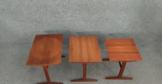 Image 1 of Salontafel 3st. Teak Tafel Midcentury Ontwerp Bijzettafel Salontafel 60s Vintage Retro