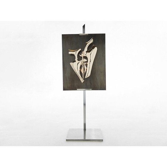 Image 1 of Vintage lichtsculptuur in gepolijst verguld brons van Fred Brouard, 1976