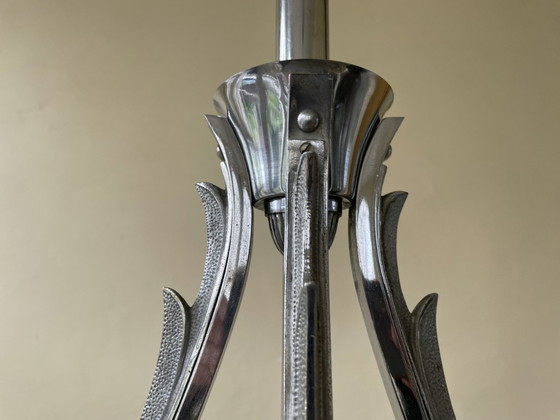 Image 1 of Lamp Hanglamp Art Deco 1930 Met Zeemeerminnen Gele Schalen Frans