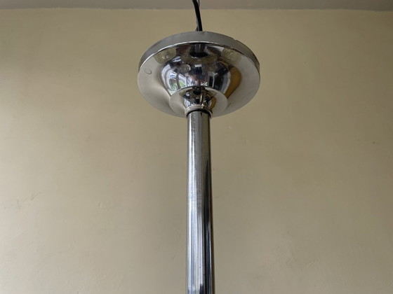 Image 1 of Lamp Hanglamp Art Deco 1930 Met Zeemeerminnen Gele Schalen Frans