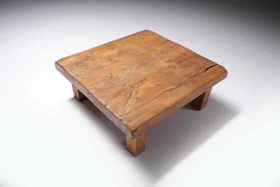 Image 1 of Prachtige houten salontafel stijl brutalist / wabi sabi / japandi - Frankrijk