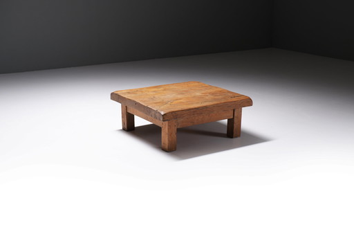 Prachtige houten salontafel stijl brutalist / wabi sabi / japandi - Frankrijk