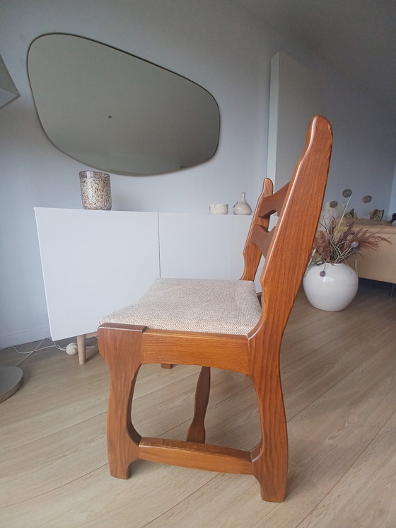 Image 1 of 6x Vintage eetkamerstoelen van hout en stof