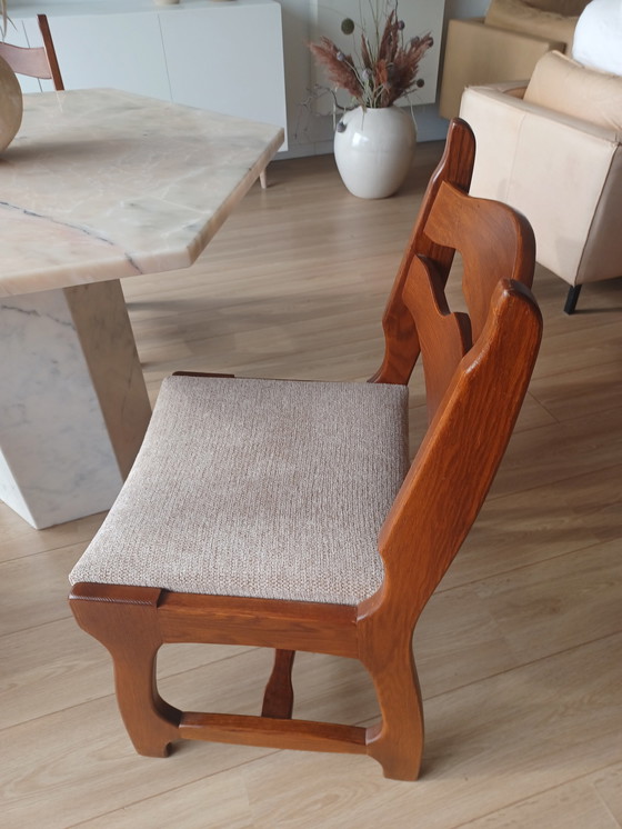 Image 1 of 6x Vintage eetkamerstoelen van hout en stof