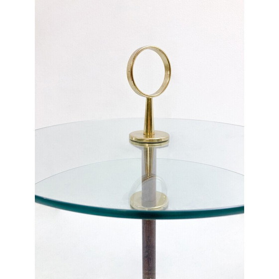 Image 1 of Vintage bijzettafel van messing en glas, Italië 1960
