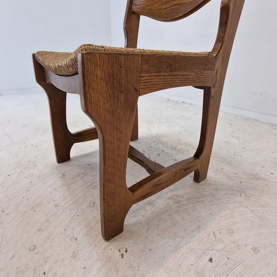 Image 1 of Set van 6 vintage eiken scheermesstoelen, Frankrijk 1960