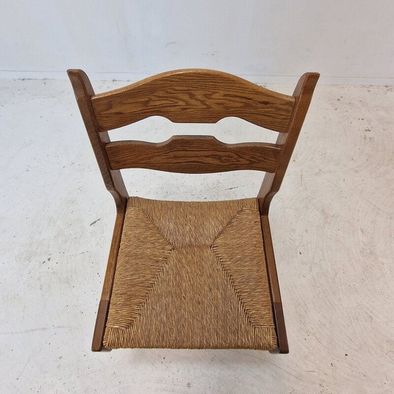 Image 1 of Set van 6 vintage eiken scheermesstoelen, Frankrijk 1960