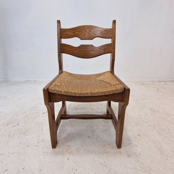 Image 1 of Set van 6 vintage eiken scheermesstoelen, Frankrijk 1960