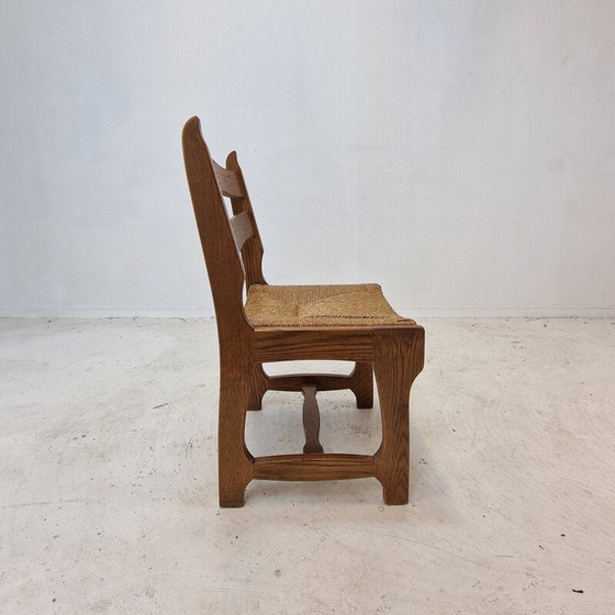 Image 1 of Set van 6 vintage eiken scheermesstoelen, Frankrijk 1960