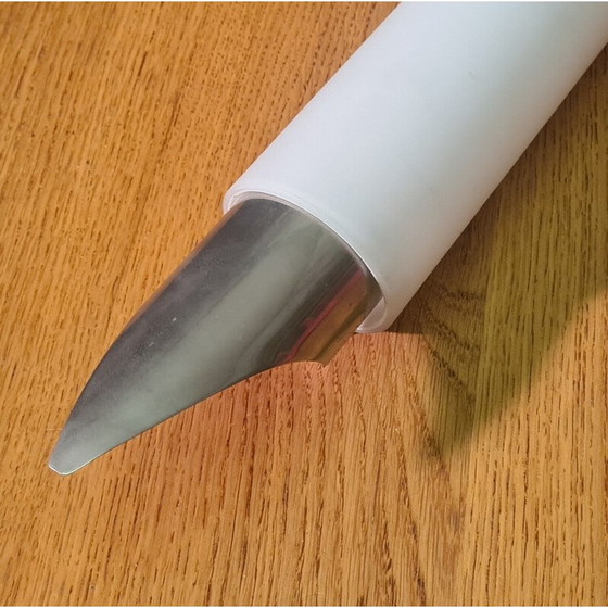 Image 1 of Vintage pennenlamp in vernikkeld staal en wit opaline glas voor Diw