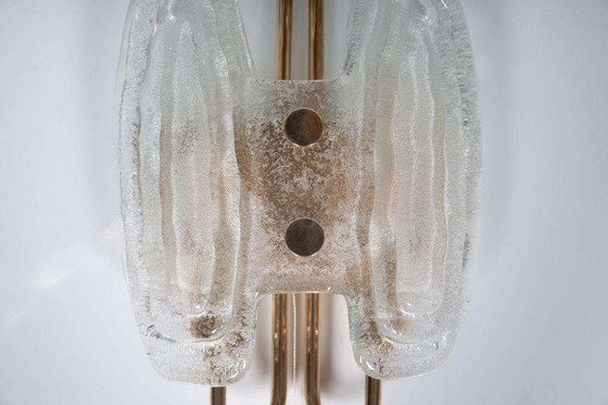 Image 1 of Space age glazen Hillebrand wandlamp, brass & glass scone