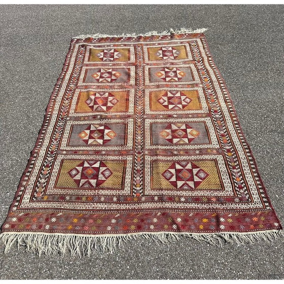 Image 1 of Vintage kelim tapijt van handgeknoopte wol, 1970