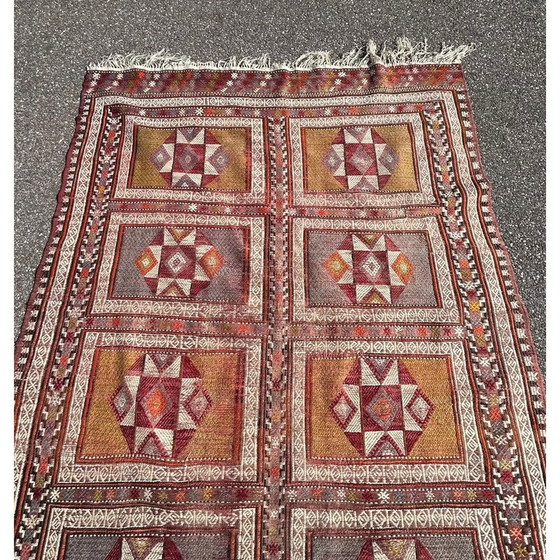 Image 1 of Vintage kelim tapijt van handgeknoopte wol, 1970