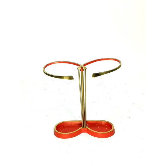 Image 1 of Vintage Mid Century beschilderde messing paraplu 1970