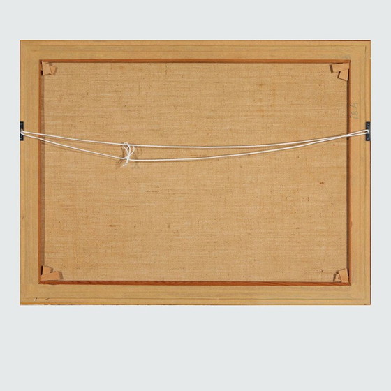 Image 1 of Olieverf op doek vintage "Mountains in Yellow" door Preben Siiger, Denemarken 1995