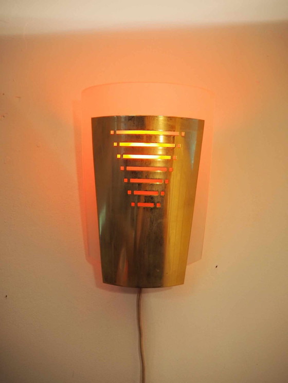 Image 1 of Vintage Messing Wand Lamp, Door Wofi Leuchten, 1980S