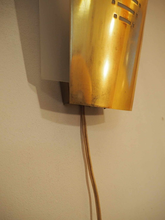 Image 1 of Vintage Messing Wand Lamp, Door Wofi Leuchten, 1980S