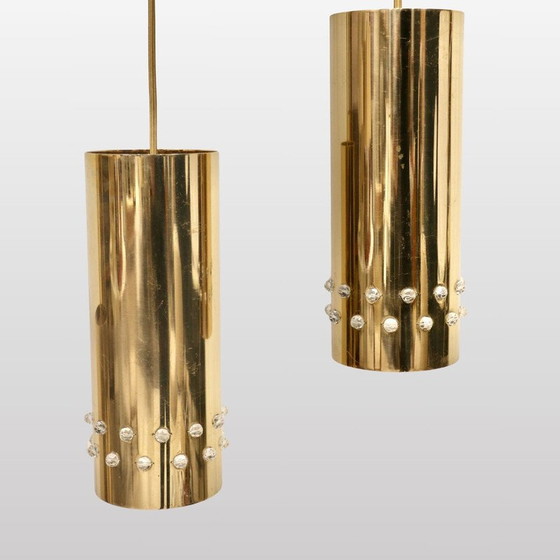 Image 1 of Set van 4 vintage hanglampen in goud metaal, Frankrijk 1980