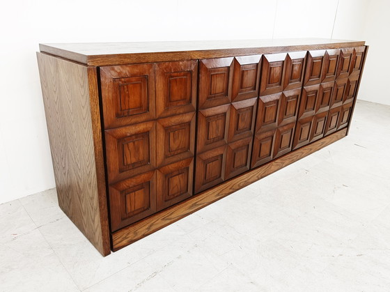 Image 1 of Grafisch brutalistische credenza, jaren 1970