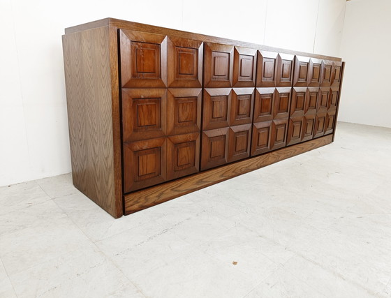 Image 1 of Grafisch brutalistische credenza, jaren 1970