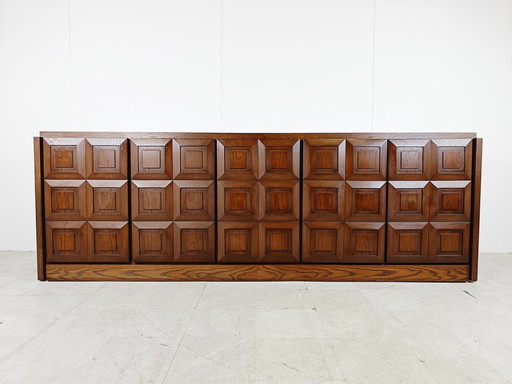 Grafisch brutalistische credenza, jaren 1970