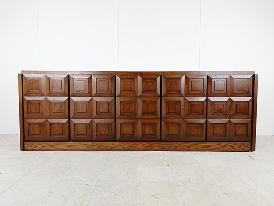 Image 1 of Grafisch brutalistische credenza, jaren 1970