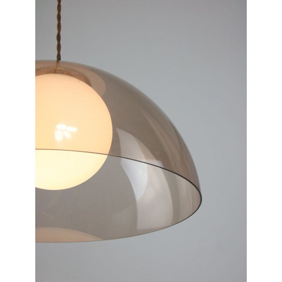 Image 1 of Vintage hanglamp van messing en opaline glas, Italië