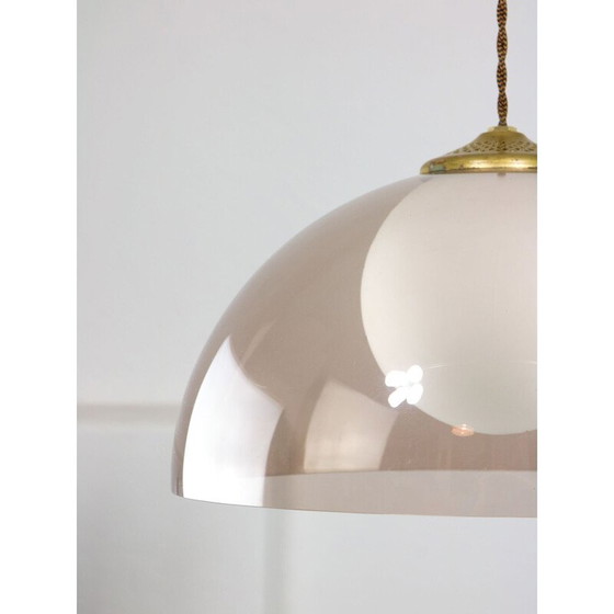 Image 1 of Vintage hanglamp van messing en opaline glas, Italië