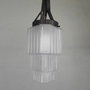 Art Deco Hanglamp Met Getrapte Glazen Kap, Jaren 30