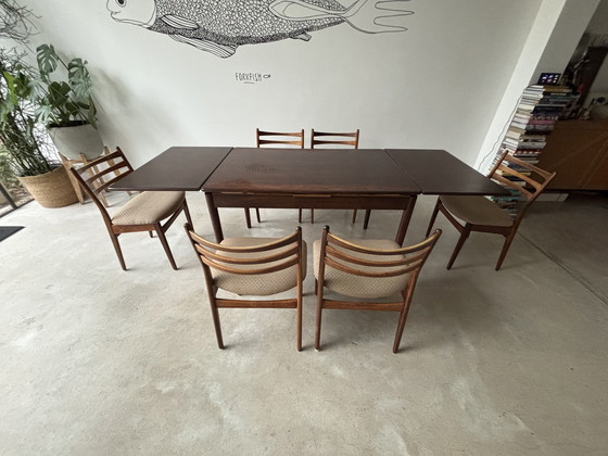 Image 1 of 1970 Topform Eetkamerstoelen En Tafel Palissander