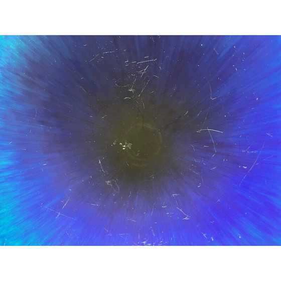 Image 1 of Vintage blauw aardewerk en verchroomd metalen schaaltje van Paul Millet voor Sévres, 1930